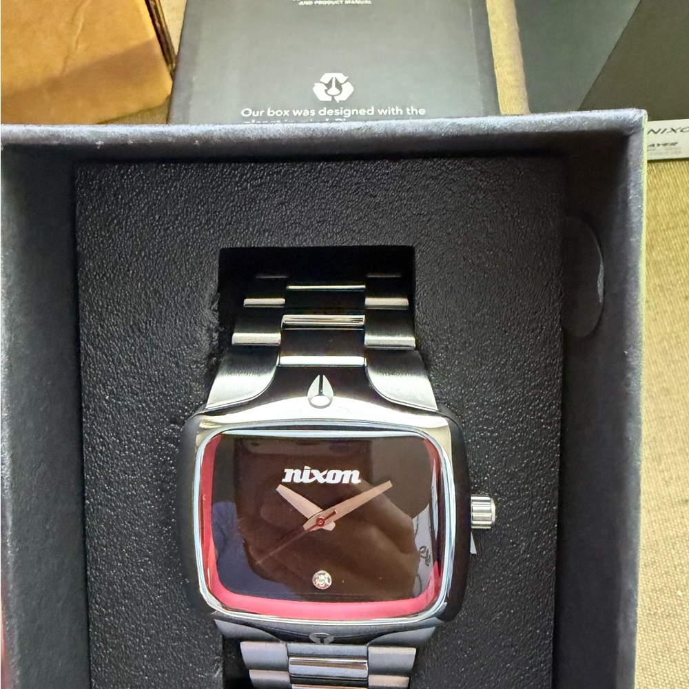 Nixon Silver and Red Player Watch-Brand New